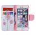 Colorful Printed PU Leather Flip Wallet Stand Case With Card Slots For iPhone 6/6s - Pink dandelion