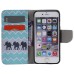 Colorful Printed PU Leather Flip Wallet Stand Case With Card Slots For iPhone 6/6s Plus - Three Elephants