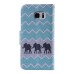 Colorful Printed PU Leather Flip Wallet Stand Case With Card Slots for Samsung Galaxy Note5 - Three Elephants