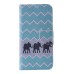 Colorful Printed PU Leather Flip Wallet Stand Case With Card Slots for Samsung Galaxy Note5 - Three Elephants