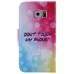 Colorful Printed PU Leather Flip Wallet Stand Case With Card Slots for Samsung Galaxy S6 - Bubble DON'T TOUCH MY PHONE