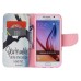 Colorful Printed PU Leather Flip Wallet Stand Case With Card Slots for Samsung Galaxy S6 - Hands Heart