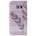 Colorful Printed PU Leather Flip Wallet Stand Case With Card Slots for Samsung Galaxy S6 - Pink background Feather