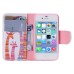 Colorful Printed PU Leather Flip Wallet Stand Case With Card Slots for iPhone 4 / 4s - Elegant Giraffe