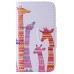 Colorful Printed PU Leather Flip Wallet Stand Case With Card Slots for iPhone 4 / 4s - Elegant Giraffe