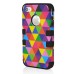 Colorful Triangle Pattern Plastic with Silicone Hybrid Case for iPhone 4 iPhone 4S - Black