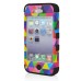 Colorful Triangle Pattern Plastic with Silicone Hybrid Case for iPhone 4 iPhone 4S - Black