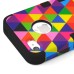 Colorful Triangle Pattern Plastic with Silicone Hybrid Case for iPhone 4 iPhone 4S - Black