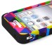 Colorful Triangle Pattern Plastic with Silicone Hybrid Case for iPhone 4 iPhone 4S - Black