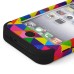 Colorful Triangle Pattern Plastic with Silicone Hybrid Case for iPhone 4 iPhone 4S - Black