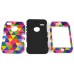 Colorful Triangle Pattern Plastic with Silicone Hybrid Case for iPhone 4 iPhone 4S - Black