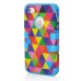 Colorful Triangle Pattern Plastic with Silicone Hybrid Case for iPhone 4 iPhone 4S - Light Blue