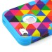 Colorful Triangle Pattern Plastic with Silicone Hybrid Case for iPhone 4 iPhone 4S - Light Blue