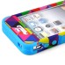 Colorful Triangle Pattern Plastic with Silicone Hybrid Case for iPhone 4 iPhone 4S - Light Blue