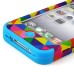 Colorful Triangle Pattern Plastic with Silicone Hybrid Case for iPhone 4 iPhone 4S - Light Blue