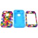 Colorful Triangle Pattern Plastic with Silicone Hybrid Case for iPhone 4 iPhone 4S - Light Blue