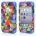 Colorful Triangle Pattern Plastic with Silicone Hybrid Case for iPhone 4 iPhone 4S - Light Blue