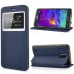 Craquelure Stand Magnetic Switch Leather Case for Samsung Galaxy Note 4 - Dark Blue