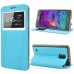 Craquelure Stand Magnetic Switch Leather Case for Samsung Galaxy Note 4 - Light Blue