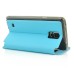 Craquelure Stand Magnetic Switch Leather Case for Samsung Galaxy Note 4 - Light Blue