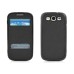 Cross Grain Folio TPU Jelly Case Flip Cover With Screen View For Samsung Galaxy S3 i9300 - Black