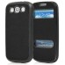 Cross Grain Folio TPU Jelly Case Flip Cover With Screen View For Samsung Galaxy S3 i9300 - Black