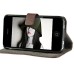 Cross Grain Magnetic Leather Case With Stand For iPhone 4 / 4S - Brown