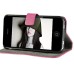 Cross Grain Magnetic Leather Case With Stand For iPhone 4 / 4S - Magenta