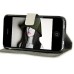 Cross Grain Magnetic Leather Case With Stand For iPhone 4 / 4S - White