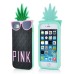 Cute 3D Pineapple With Sunglasses Silicone Back Case Cover For iPhone 5/5s - Black