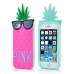 Cute 3D Pineapple With Sunglasses Silicone Back Case Cover For iPhone 5/5s - Magenta