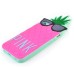 Cute 3D Pineapple With Sunglasses Silicone Back Case Cover For iPhone 5/5s - Magenta