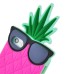 Cute 3D Pineapple With Sunglasses Silicone Back Case Cover For iPhone 5/5s - Magenta