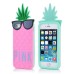 Cute 3D Pineapple With Sunglasses Silicone Back Case Cover For iPhone 5/5s - Pink