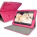 Cute Cartoon Pattern Leather Folio Case Stand Cover For iPad 2 / 3 / 4 - Magenta