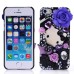 Cute Fashion 3D Cat With Purple Rose Rhinestone Case For iPhone 5s iPhone 5 - Black