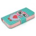 Cute Owl with Hot Heart Built-in Wallet Leather Case Cover for iPhone 4/4S