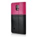 Cute Smile Face Dual Color Magnetic Stand Leather Case with Card Holder for Samsung Galaxy Note 4 - Black/Magenta