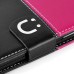 Cute Smile Face Dual Color Magnetic Stand Leather Case with Card Holder for Samsung Galaxy Note 4 - Black/Magenta