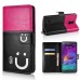 Cute Smile Face Dual Color Magnetic Stand Leather Case with Card Holder for Samsung Galaxy Note 4 - Black/Magenta