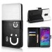 Cute Smile Face Dual Color Magnetic Stand Leather Case with Card Holder for Samsung Galaxy Note 4 - Black/White