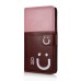 Cute Smile Face Dual Color Magnetic Stand Leather Case with Card Holder for Samsung Galaxy Note 4 - Brown/Pink