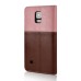 Cute Smile Face Dual Color Magnetic Stand Leather Case with Card Holder for Samsung Galaxy Note 4 - Brown/Pink