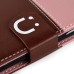 Cute Smile Face Dual Color Magnetic Stand Leather Case with Card Holder for Samsung Galaxy Note 4 - Brown/Pink