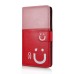 Cute Smile Face Dual Color Magnetic Stand Leather Case with Card Holder for Samsung Galaxy Note 4 - Pink/Red