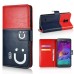 Cute Smile Face Dual Color Magnetic Stand Leather Case with Card Holder for Samsung Galaxy Note 4 - Royalblue/Red