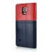 Cute Smile Face Dual Color Magnetic Stand Leather Case with Card Holder for Samsung Galaxy Note 4 - Royalblue/Red