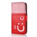 Cute Smile Face Dual Color Magnetic Stand Leather Case with Card Holder for Samsung Galaxy S5 - Pink/Red