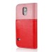 Cute Smile Face Dual Color Magnetic Stand Leather Case with Card Holder for Samsung Galaxy S5 - Pink/Red