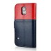 Cute Smile Face Dual Color Magnetic Stand Leather Case with Card Holder for Samsung Galaxy S5 - Royalblue/Red